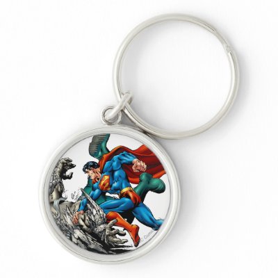 Superman Fights Monster keychains