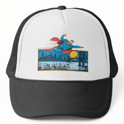 Superman Flies Across Town hats