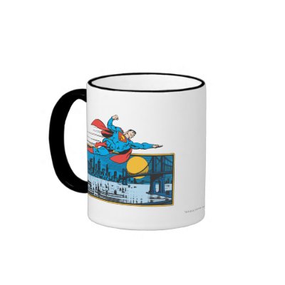 Superman Flies Across Town mugs
