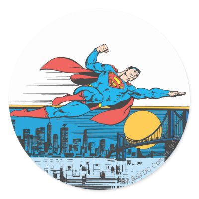 Superman Flies Across Town stickers