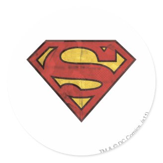 Superman Grunge Logo Round Sticker