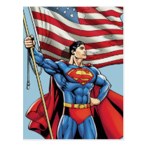 superman, all american, usa flag, patriotic, super hero, dc comics, man of steel, stars and stripes, Postcard with custom graphic design