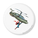 Superman holds helicopter fridge magnets
