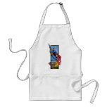 Superman jumps up with logo aprons