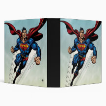 Superman leaps upward 3 ring binder
