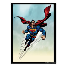 Superman leaps upward post cards