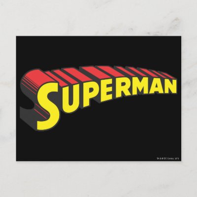 Superman Letters Yellow/Red postcards