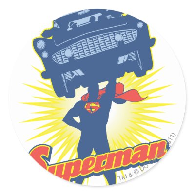 Superman lifts a car 2 stickers