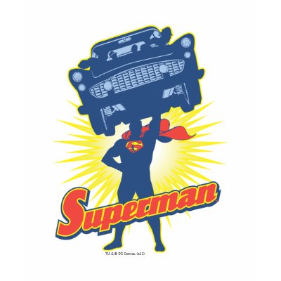 Superman lifts a car 2 t-shirts