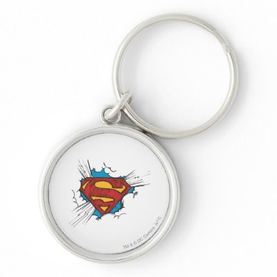 Superman logo in clouds keychains