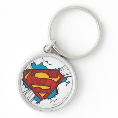 Superman logo in clouds keychains