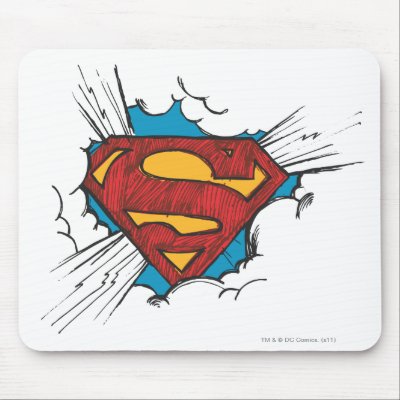 Superman logo in clouds mousepads