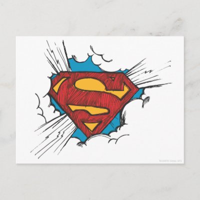 Superman logo in clouds postcards