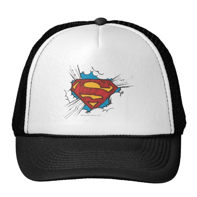 Superman logo in clouds trucker hat-0