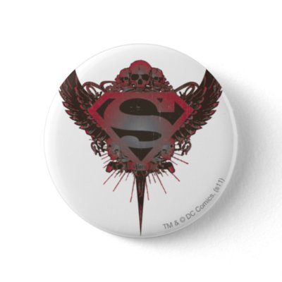 Superman Logo Skull and Wings buttons