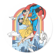 Superman & Lois in Yellow Round Sticker