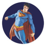 Superman Looking Down Round Stickers