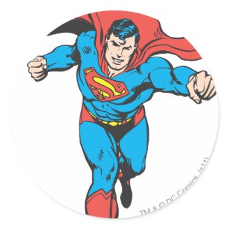 Superman Runs Forward 2 Round Sticker