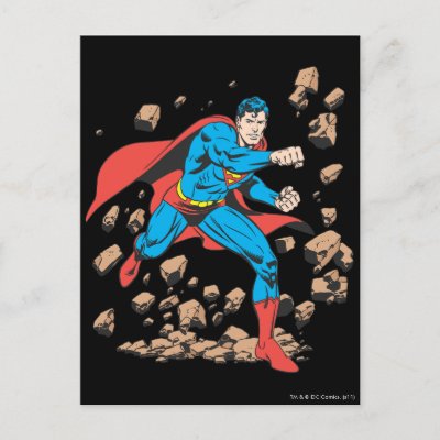 Superman Runs in Rubble postcards