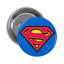 superman, superman logo, superman symbol, superman icon, superman emblem, superman shield, s shield, man, steel, clark, kent, comic, super, hero, classic logo, logo, shield, s, Button with custom graphic design
