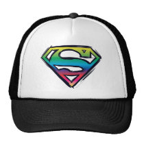 superman, superman logo, superman symbol, superman icon, superman emblem, superman shield, s shield, super man, s-shield, logo, shield, graphic, dc comics, comic book, shield logo, Trucker Hat with custom graphic design