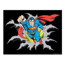 Superman Tears Thru Post Card