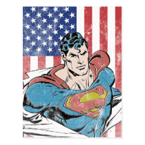 superman, super man, us flag, dc comics, clark kent, superman changing, superman suit, Postcard with custom graphic design