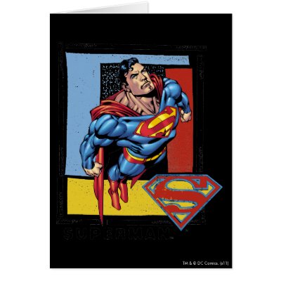 Superman with colorful background cards