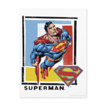 Superman with colorful background postcards