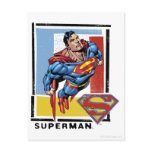 Superman with colorful background postcards