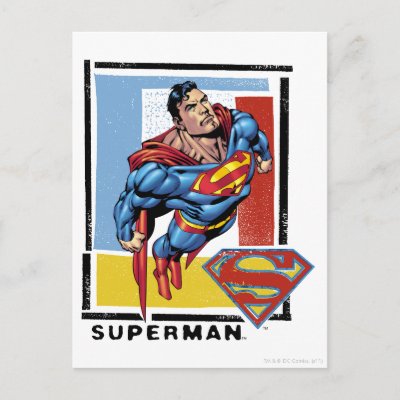 Superman with colorful background postcards