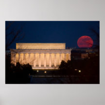 Supermoon at Lincoln Memorial Poster