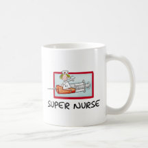 supernurse - Humorous Cartoon Nurse on Syringe. Coffee Mugs