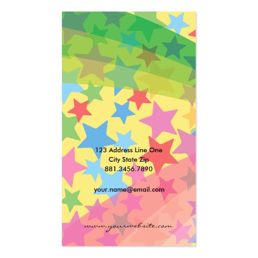 Superstar Rainbow Colorful Custom Profile Card / Business Card Template (back side)
