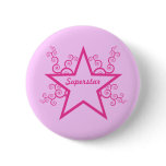 Superstar Swirls Button, Bright Pink