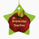 Superstar Teacher Red Apple Christmas ornaments
