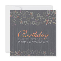 Superstars (Grey) Birthday Invitation