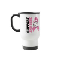 Support 2nd Base Breast Cancer Awareness Ribbon Coffee Mug