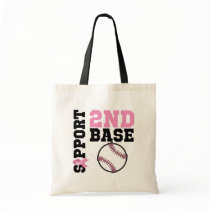Support 2nd Base Sporty Breast Cancer Tote Bag