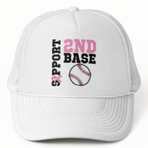 Support 2nd Base Sporty Breast Cancer Trucker Hats