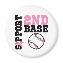 Support 2nd Base Sporty Breast Cancer Refrigerator Magnet