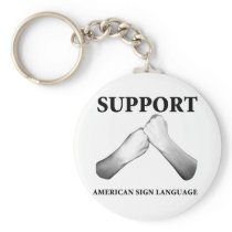 Support American Sign Language (front) Keychain