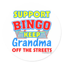 Support Bingo Grandma Round Stickers