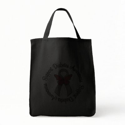 Support Diabetes Awareness Butterfly Ribbon Tote Bags by giftsforawareness