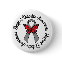 Support Diabetes Awareness Butterfly Ribbon buttons