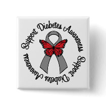 Support Diabetes Awareness Butterfly Ribbon buttons