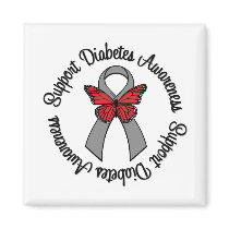 Support Diabetes Awareness Butterfly Ribbon magnets