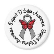 Support Diabetes Awareness Butterfly Ribbon magnets
