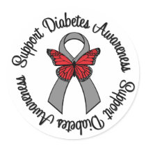 Support Diabetes Awareness Butterfly Ribbon stickers