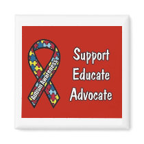 "Support, Educate, Advocate" magnets